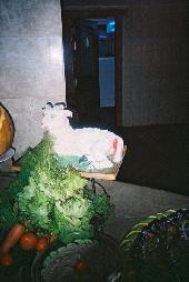 A lamb carved from LARD!